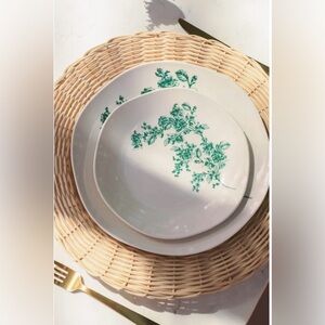 Rachel Parcell Green Floral Dinnerware Set of 8 Melamine Dinner Plates